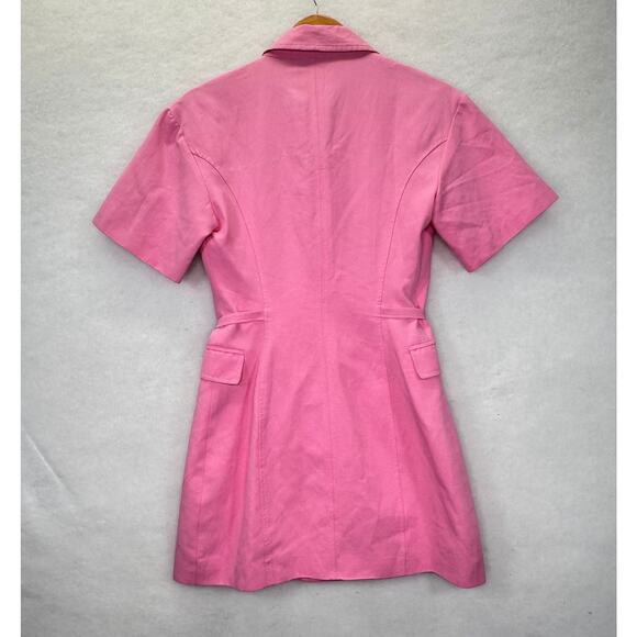 NWT Zara Linen Blend Blazer Mini Pink Dress Bloggers Favorite Barbiecore Size S - Picture 3 of 9